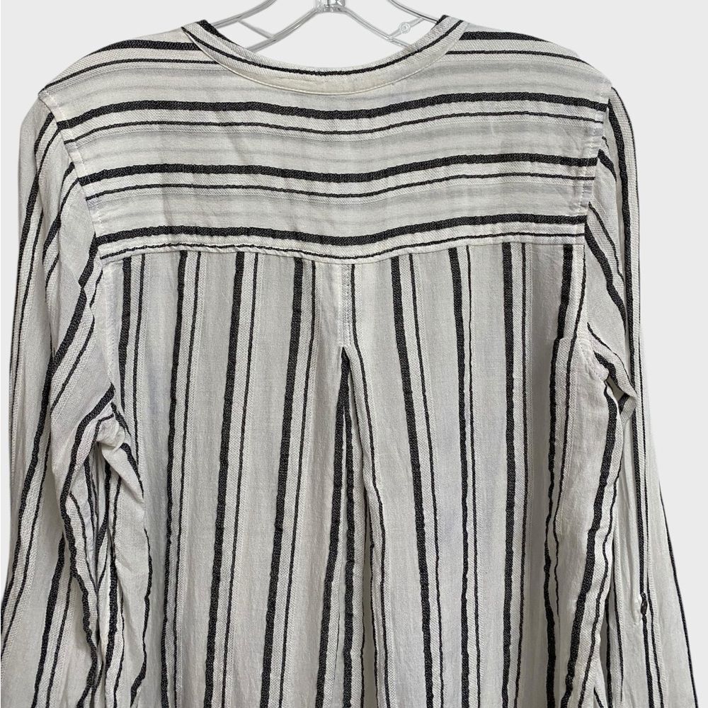 Lucky Brand Women's Striped Henley Top Size S Black White Pocket Soft Beachy - Picture 12 of 16